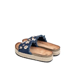 Farmer Anyagú Vastag Pántú Díszes Papucs