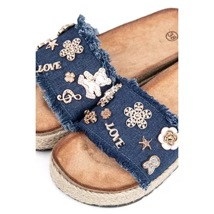 Farmer Anyagú Vastag Pántú Díszes Papucs