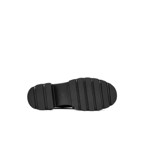 Yesmile Lakk Fekete Párduc Mintás Blokksarkú Loafer