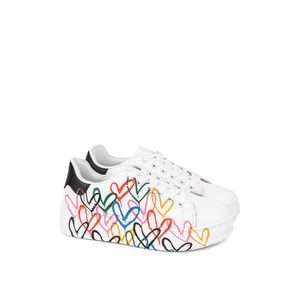 Seastar Fekete-Fehér Női Sneaker Szívecske Mintával