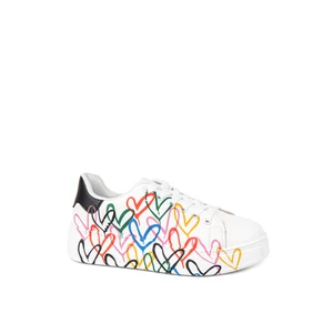 Seastar Fekete-Fehér Női Sneaker Szívecske Mintával
