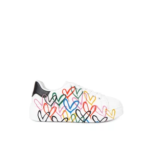 Seastar Fekete-Fehér Női Sneaker Szívecske Mintával