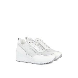 Pierre Cardin Fehér Csillámos Magasított Sarkú Női Sneaker