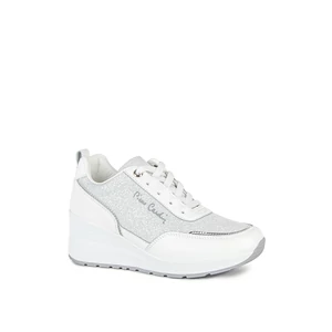 Pierre Cardin Fehér Csillámos Magasított Sarkú Női Sneaker