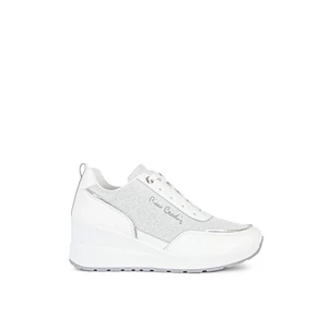 Pierre Cardin Fehér Csillámos Magasított Sarkú Női Sneaker