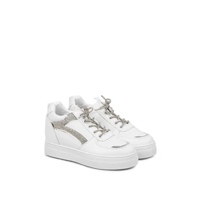 Comer Fehér Rejtett Magassarkú Sneaker Strasszköves Díszítéssel