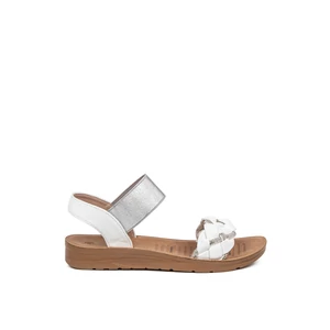 Fehér Bokapántos Női Szandál Strasszkövekkel