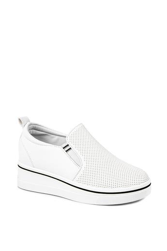 GOER Fehér Enyhén Magasított Talpú Női Sneaker 