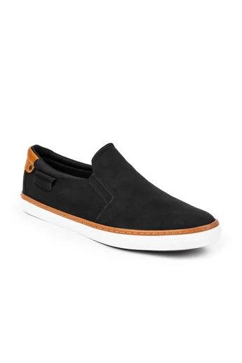 WEIDE Fekete Műnubuk Férfi Slip-On 