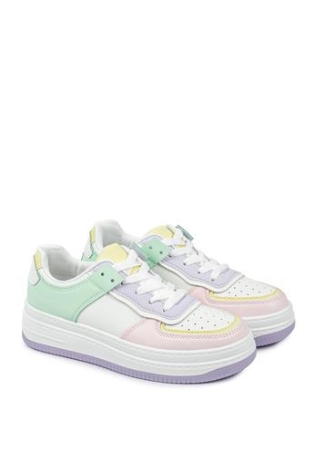 Fehér-Rózsaszín Platformos Női Sneaker