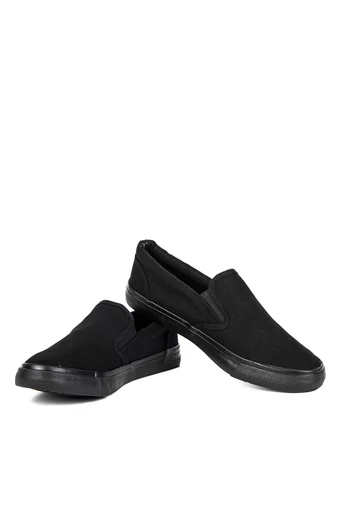 Fekete Vászon Férfi Slip-On