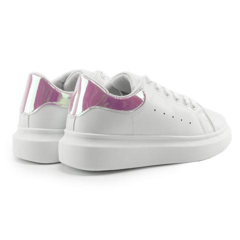 Fehér Női Műbőr Sportcipő Pink Díszítéssel Fehér Női Műbőr Sportcipő Pink Díszítéssel