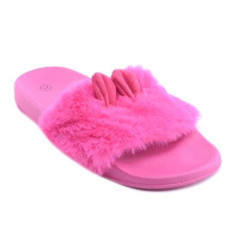 Női Szőrmés Papucs Nyuszifüllel Pink Női Szőrmés Papucs Nyuszifüllel Pink