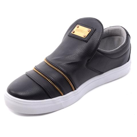 Férfi Műbőr Slip-On Fekete Férfi Műbőr Slip-On Fekete