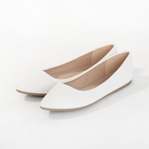 Fehér Műbőr Balerina Cipő Fehér Műbőr Balerina Cipő