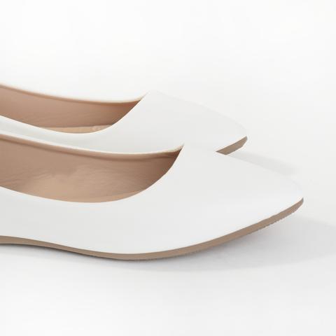 Fehér Műbőr Balerina Cipő Fehér Műbőr Balerina Cipő