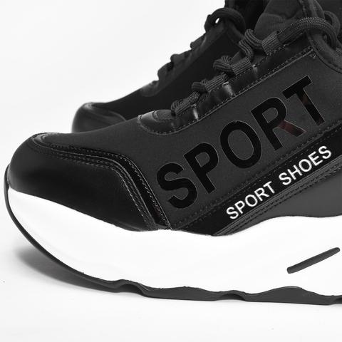 Női Fekete Műbőr Sportcipő Női Fekete Műbőr Sportcipő