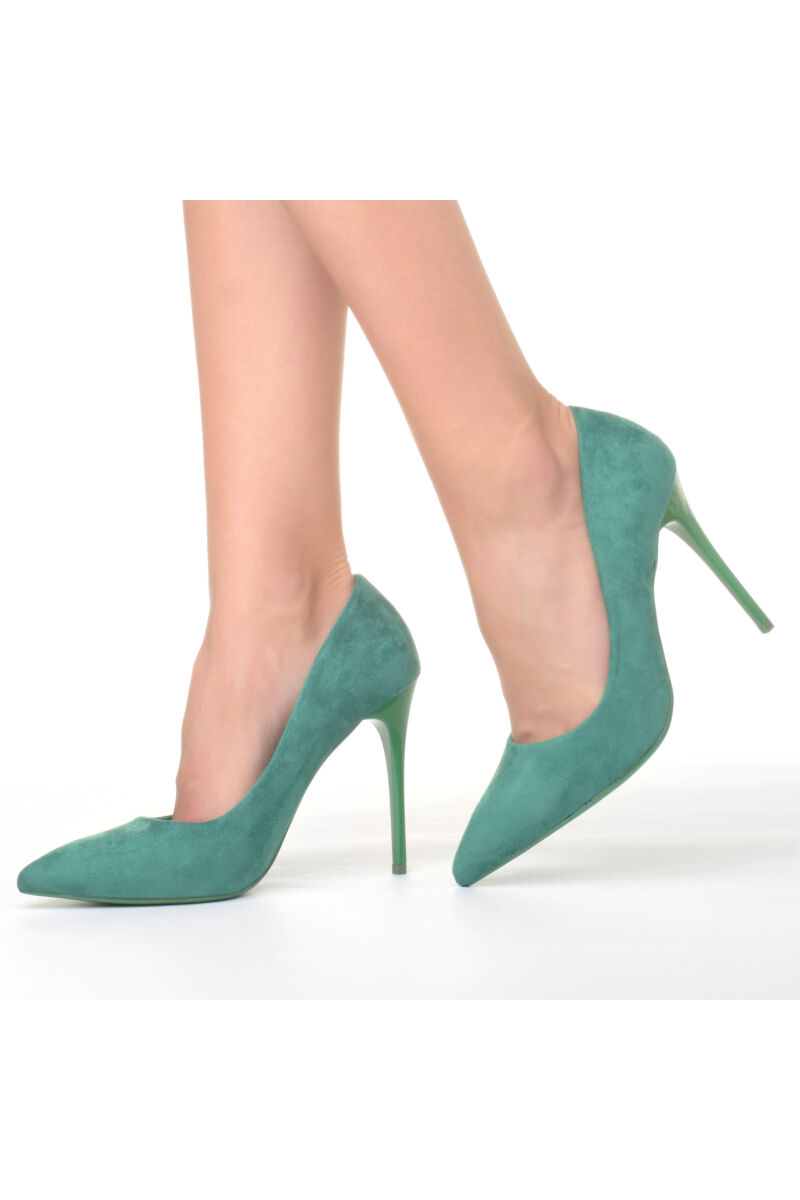 Női Zöld Művelúr magassarkú cipő