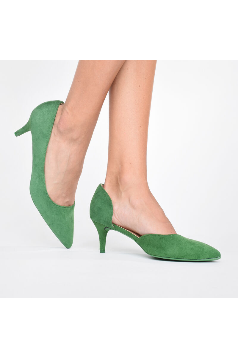 Zöld Női Művelúr Törpesarkú Cipő