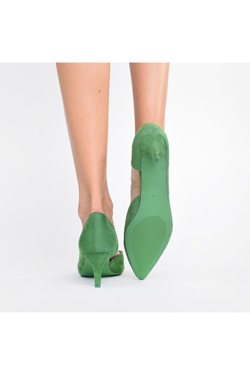 Zöld Női Művelúr Törpesarkú Cipő