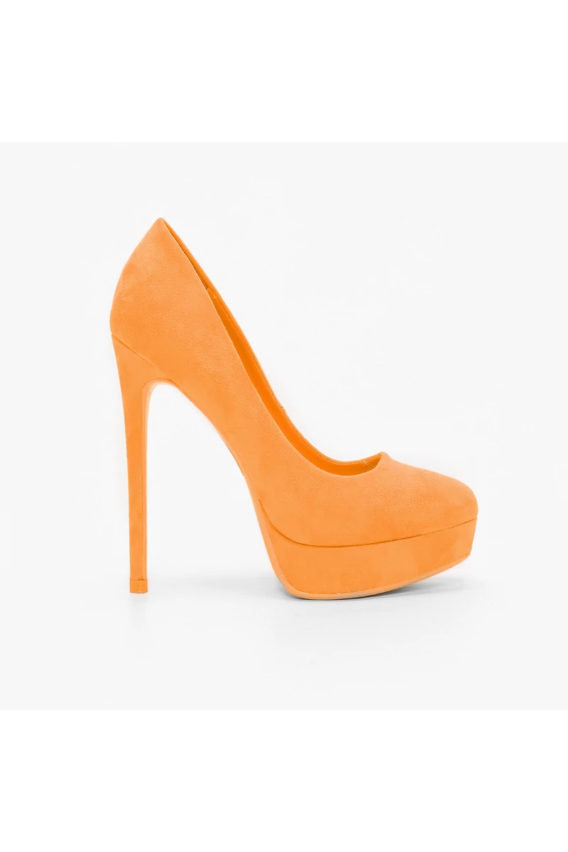 Elegáns Neon Narancs Művelúr Női Magassarkú Cipő