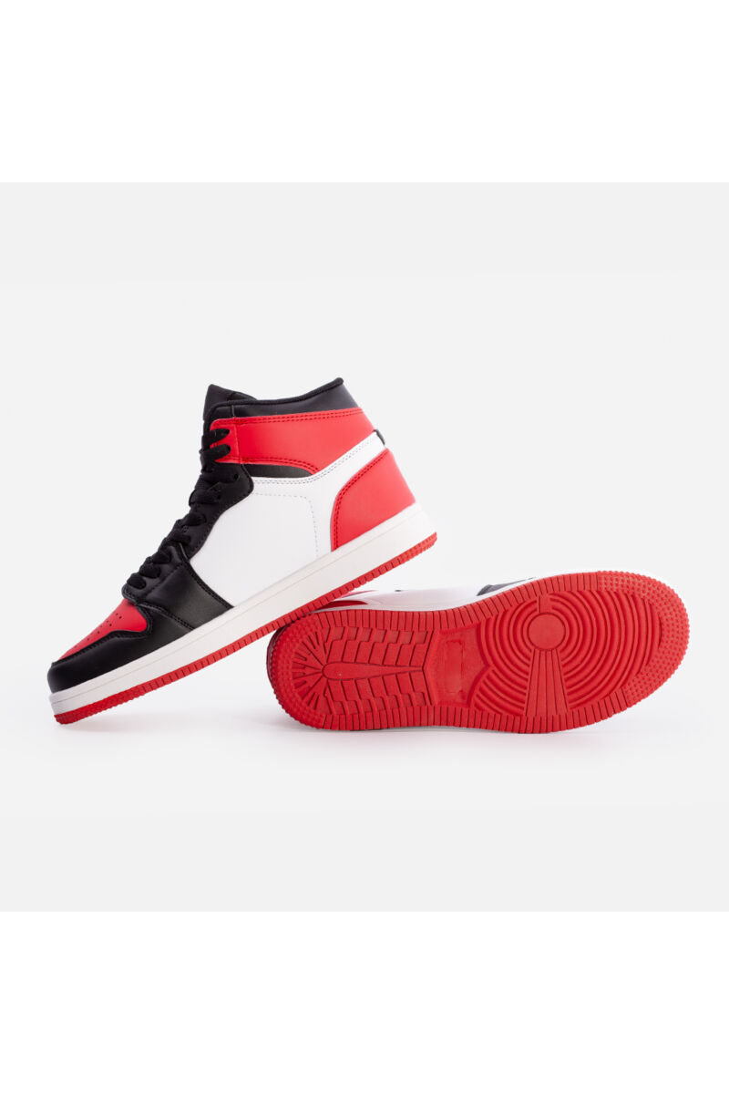 Magasszárú utcai cipő (fekete-piros)