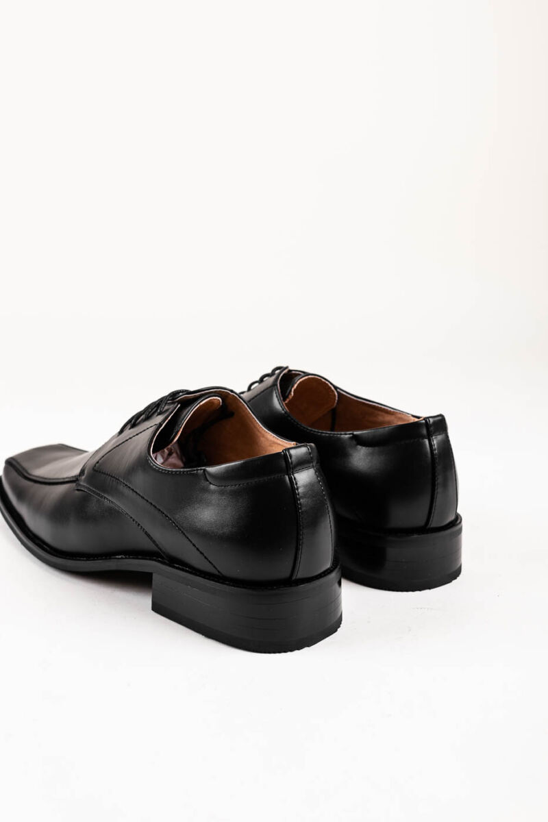 Fekete Férfi Fűzős Műbőr Utcai-Alkalmi Cipő Szögletes Orral