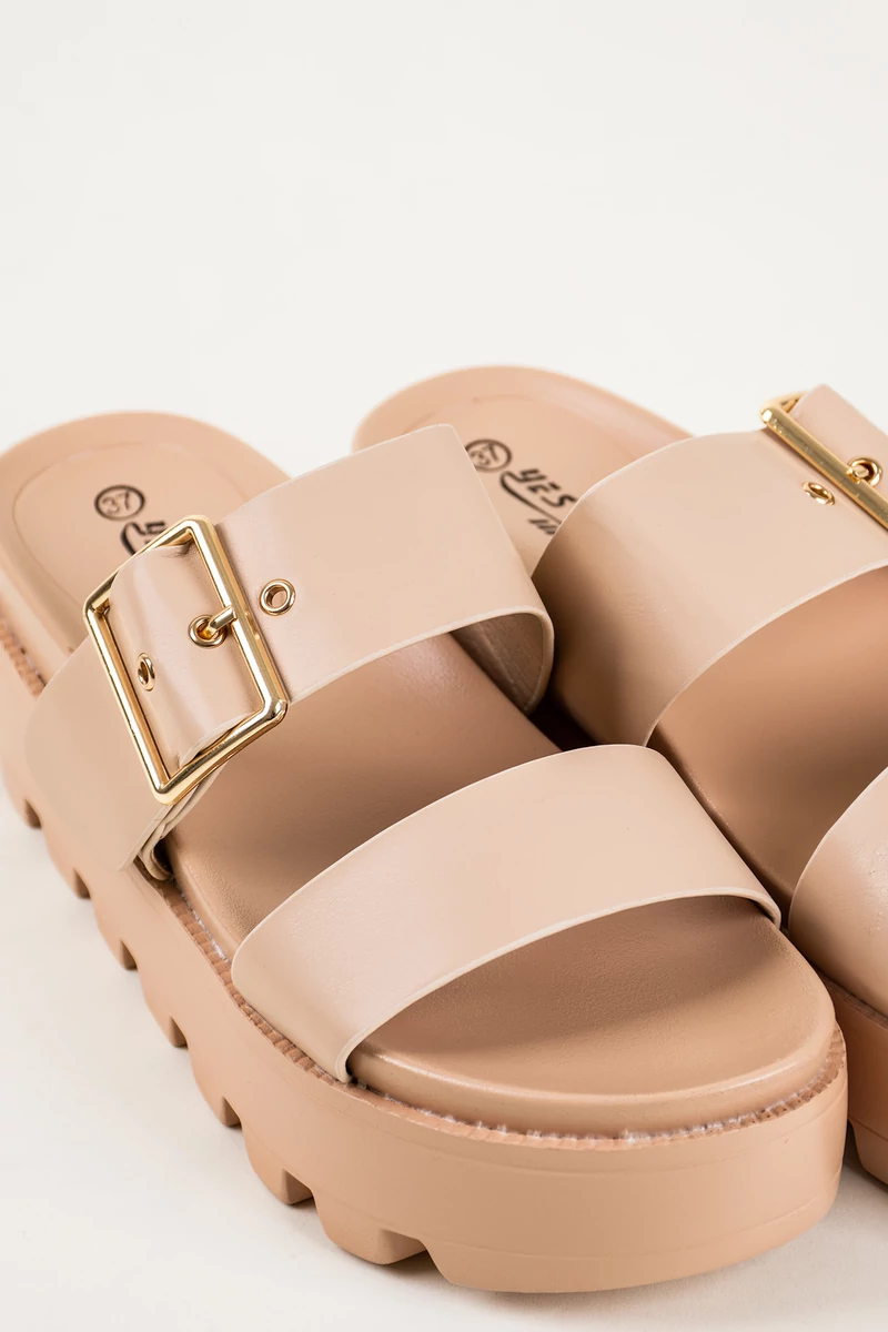 Nude Barna Gumis Platform Papucs Csat Díszítéssel