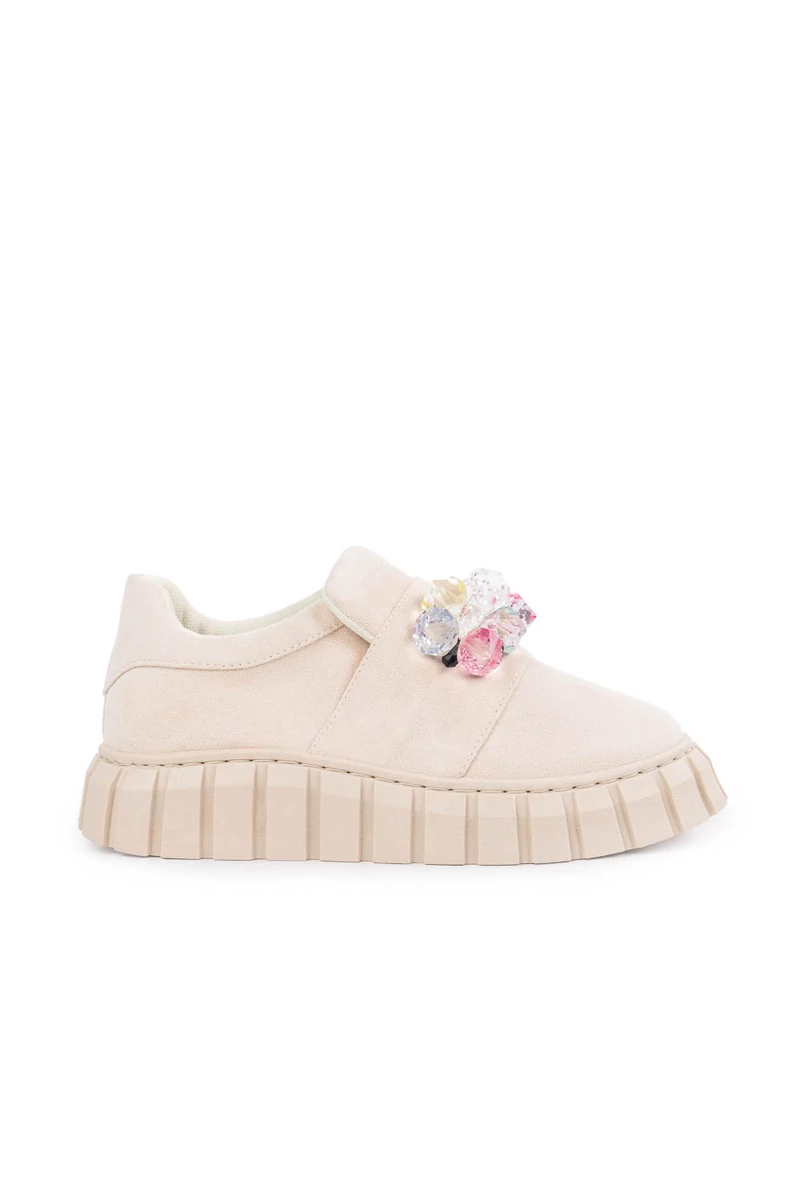 Seastar Bézs Színű Műbőr Sneaker Díszkövekkel