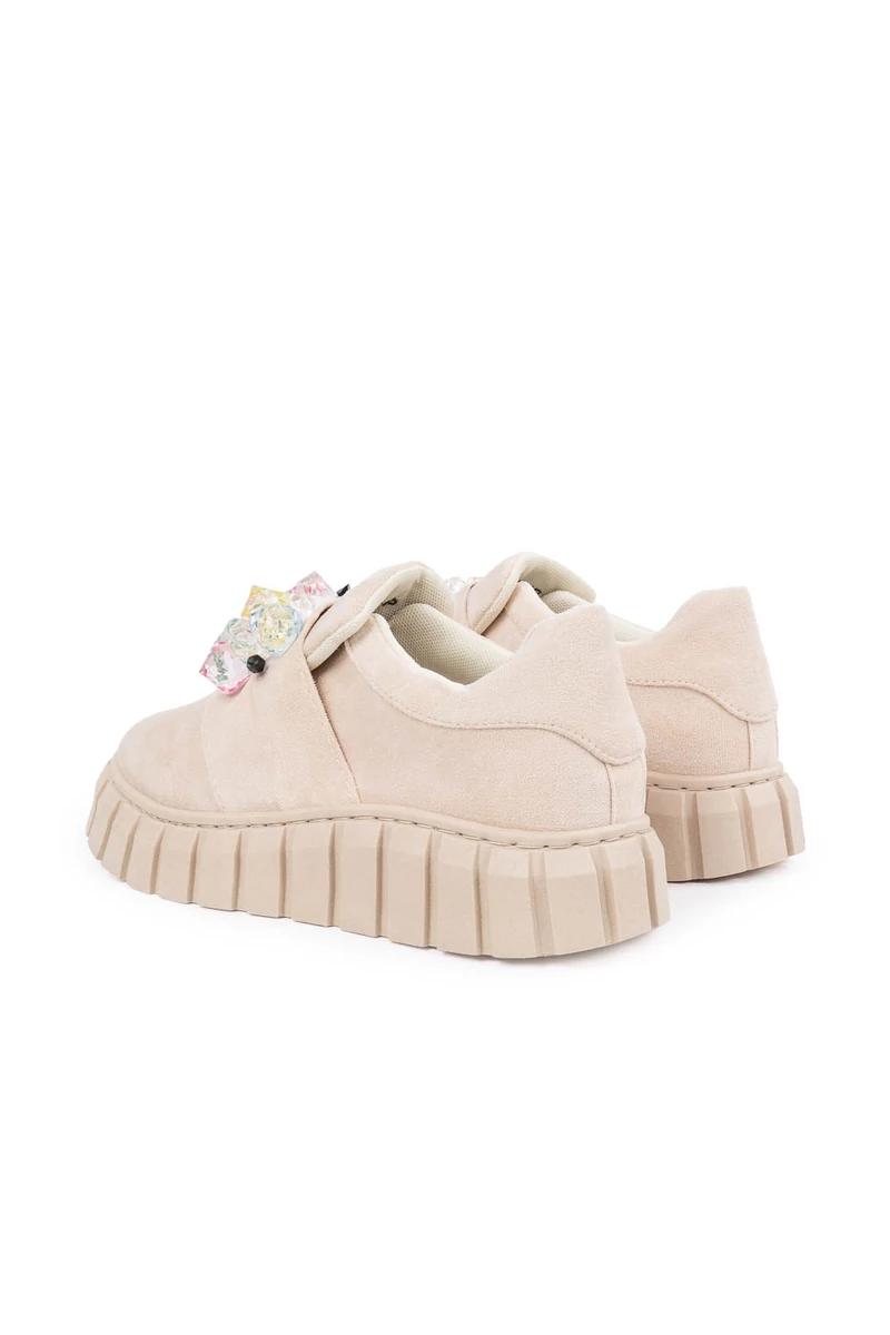 Seastar Bézs Színű Műbőr Sneaker Díszkövekkel