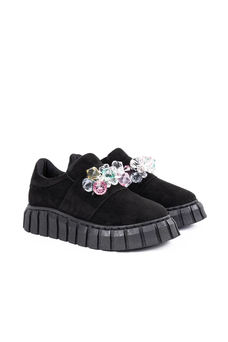 Seastar Fekete Színű Műbőr Sneaker Díszkövekkel