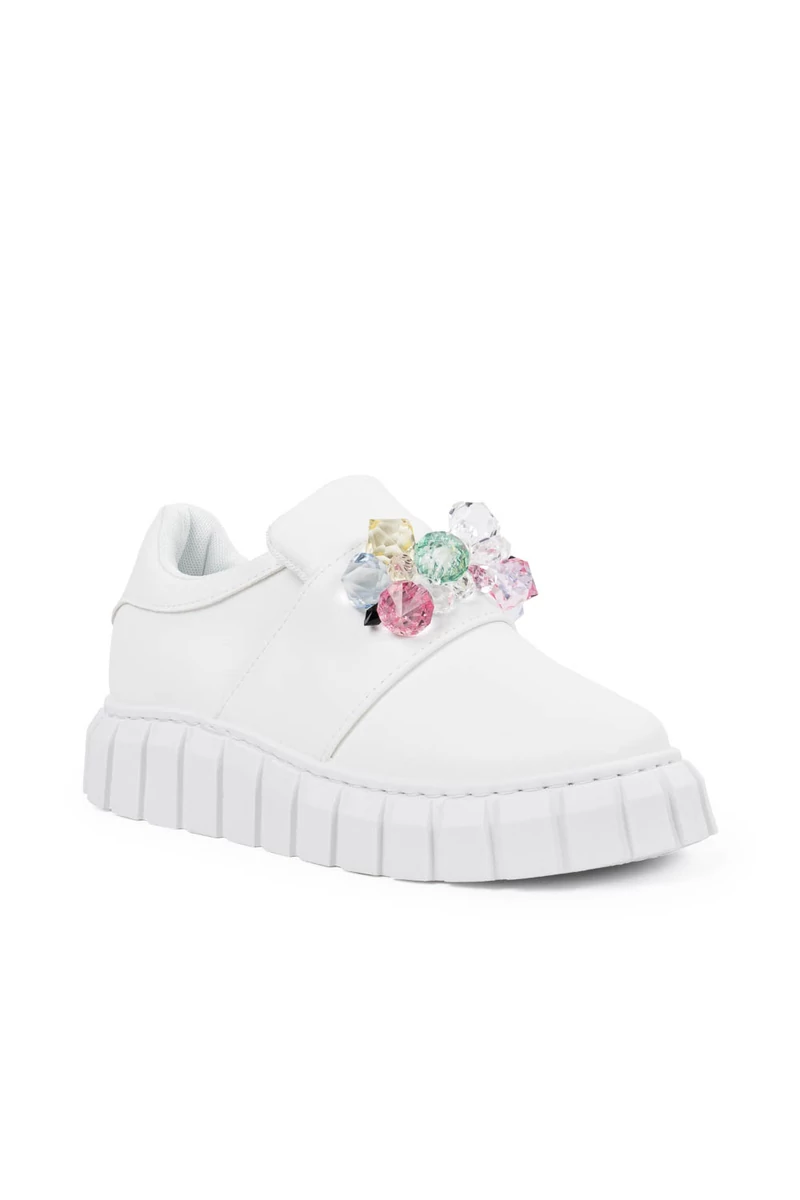 Seastar Fehér Színű Műbőr Sneaker Díszkövekkel