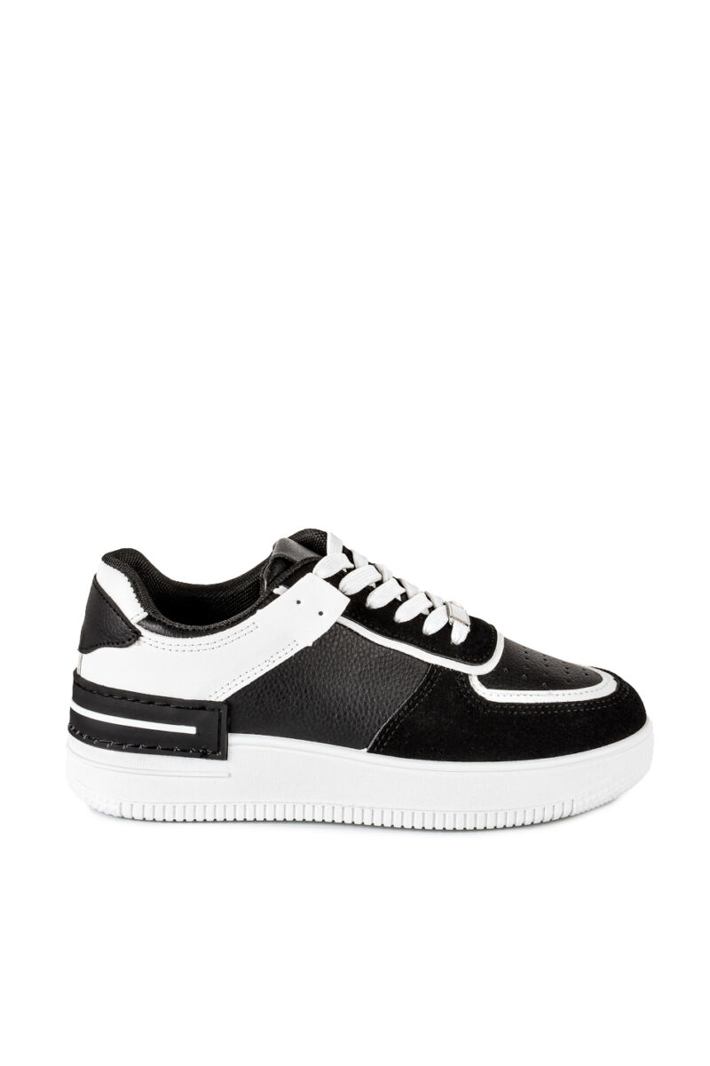 Fekete-Fehér Platformos Női Sneaker
