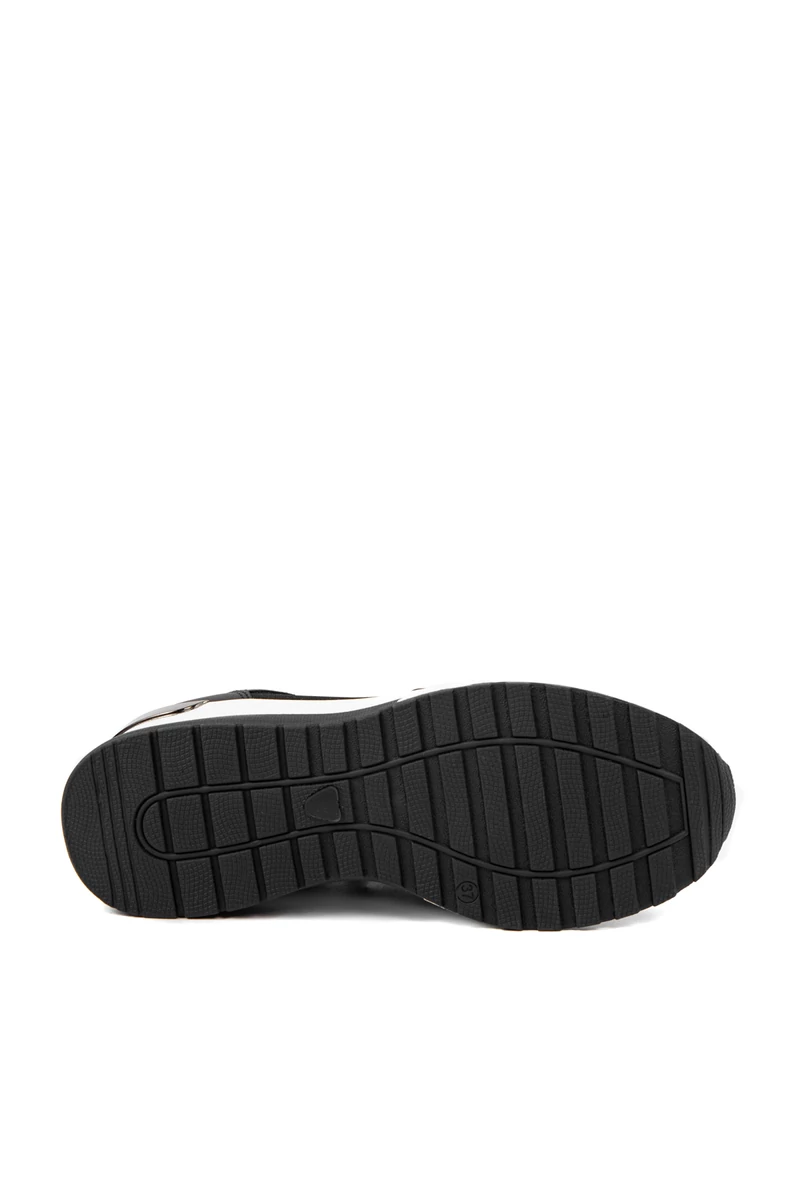 Rejtett Magassarkú Fekete Női Csillogós Sneaker Strasszokkal Díszítve 