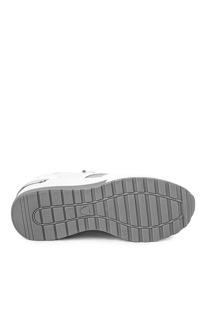 Rejtett Magassarkú Fehér-Ezüst Csillogós Sneaker 