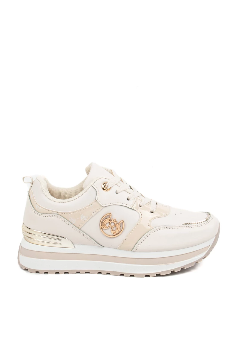 Bézs Műbőr Női Sneaker 