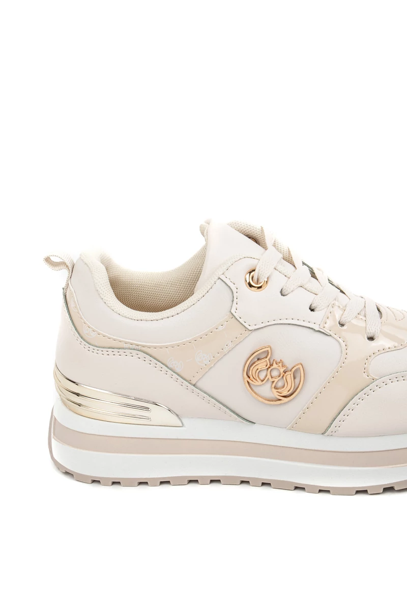 Bézs Műbőr Női Sneaker 