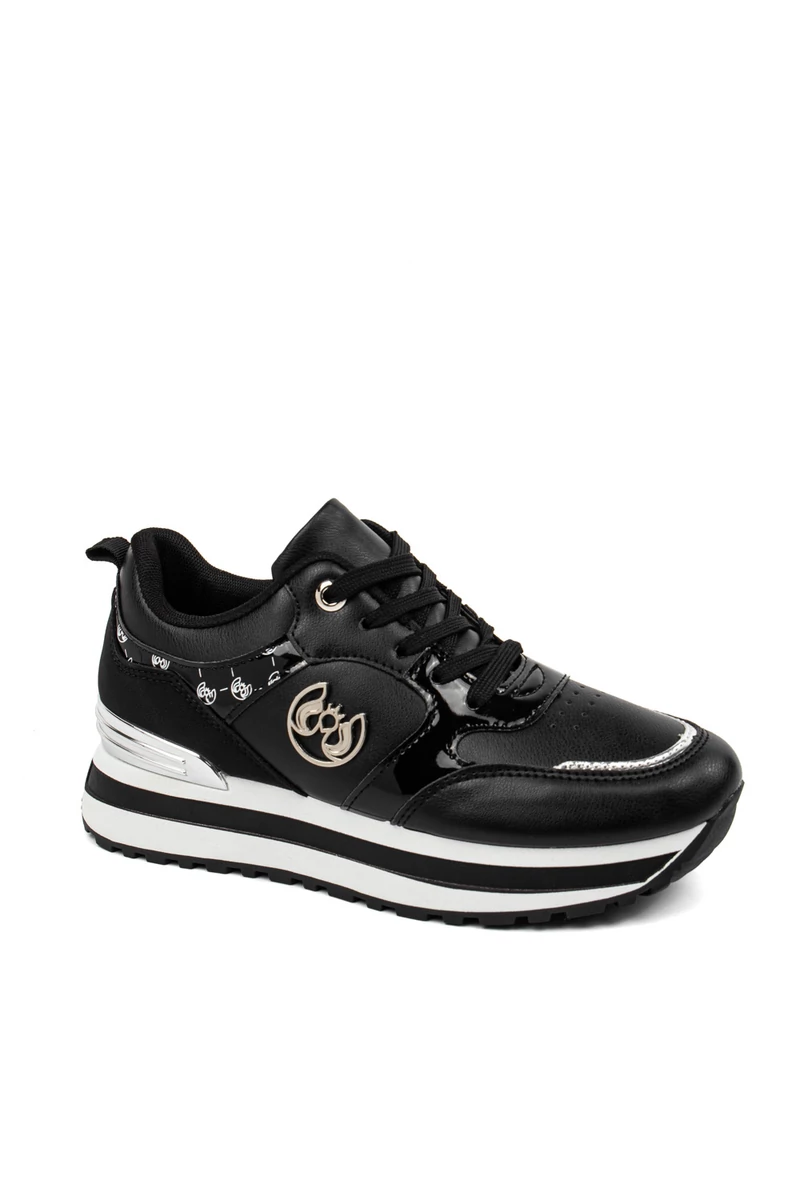 Fekete Műbőr Női Sneaker 