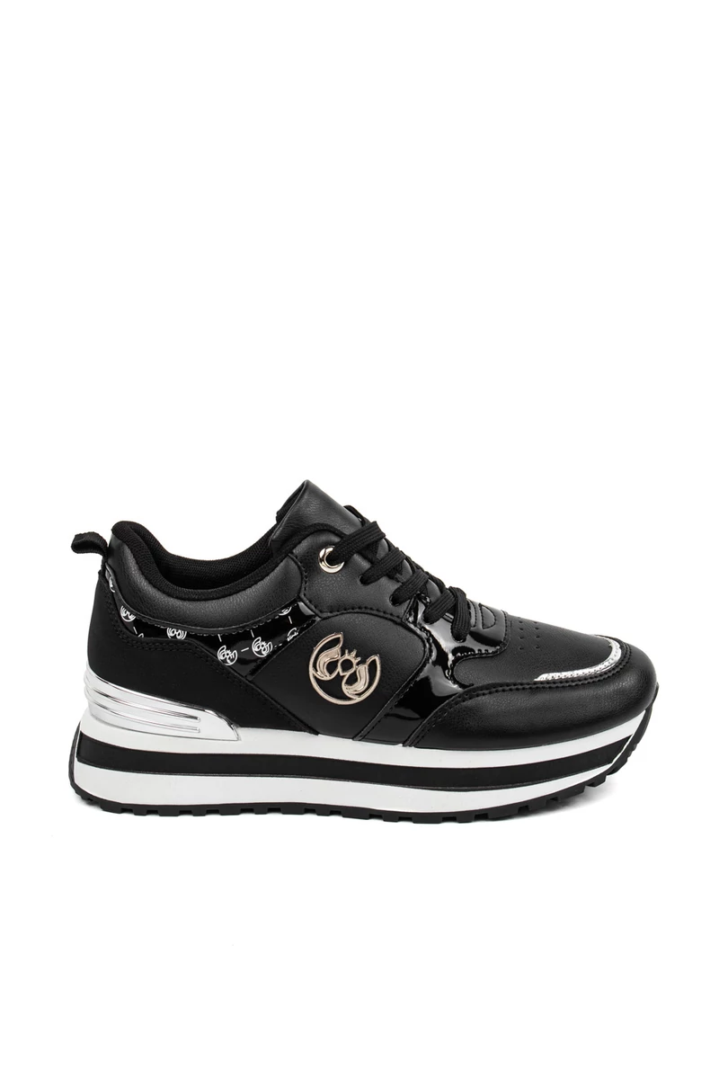 Fekete Műbőr Női Sneaker 