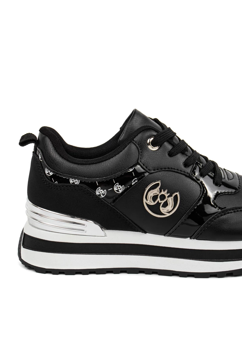Fekete Műbőr Női Sneaker 