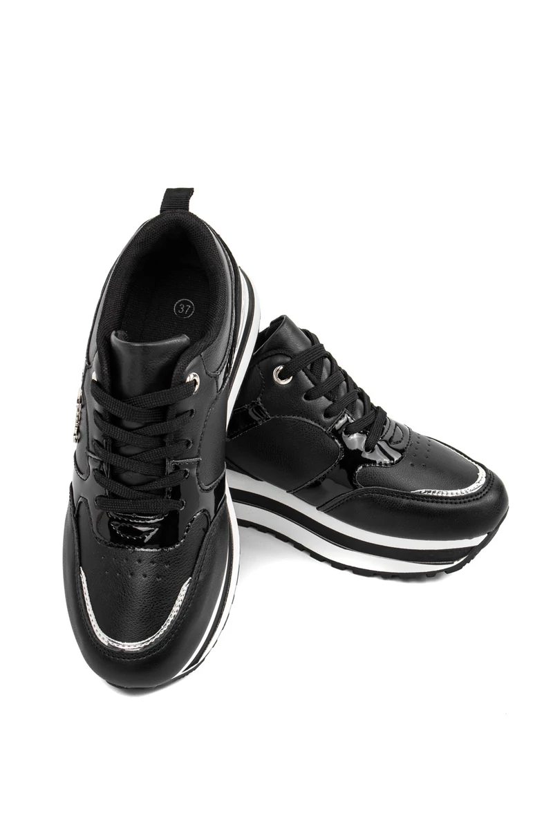 Fekete Műbőr Női Sneaker 