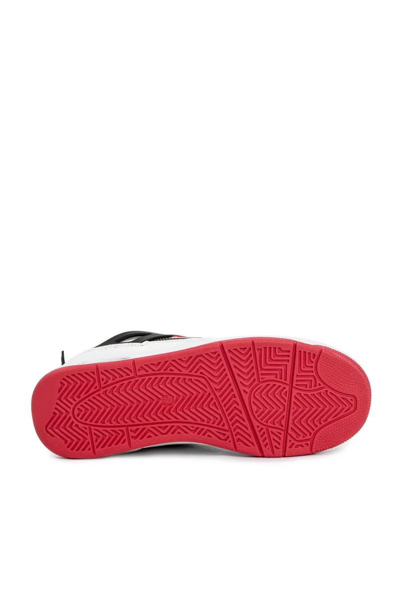 COMER Fehér Műbőr Férfi Sneaker Piros És Fekete Díszítéssel