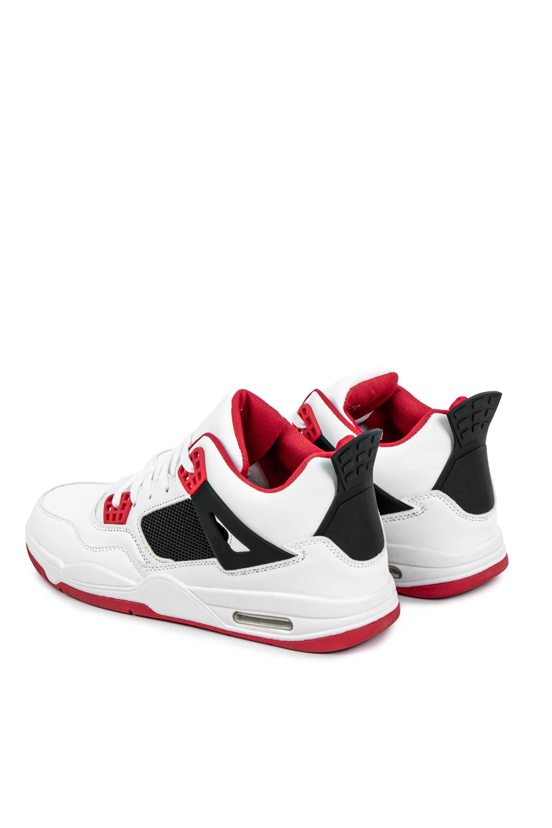 COMER Fehér Műbőr Férfi Sneaker Piros És Fekete Díszítéssel