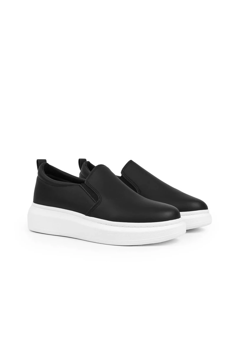 YESMILE Fekete-Fehér Női Műbőr Slip-on 