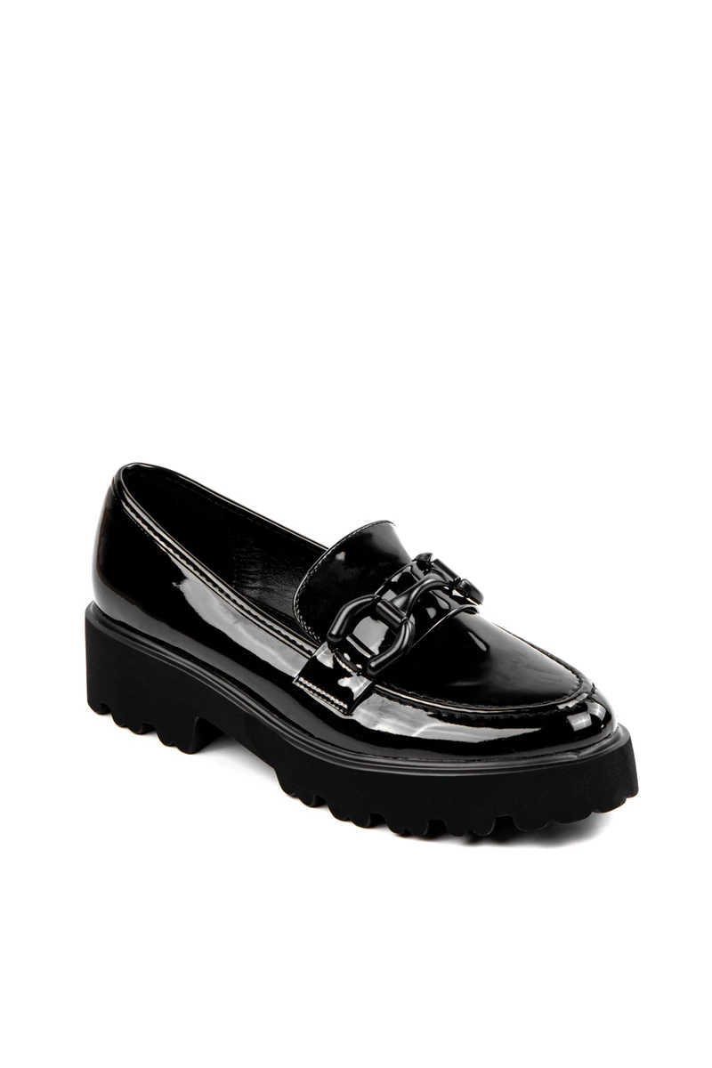 Comer Fekete Lakk Női Platform Loafer 