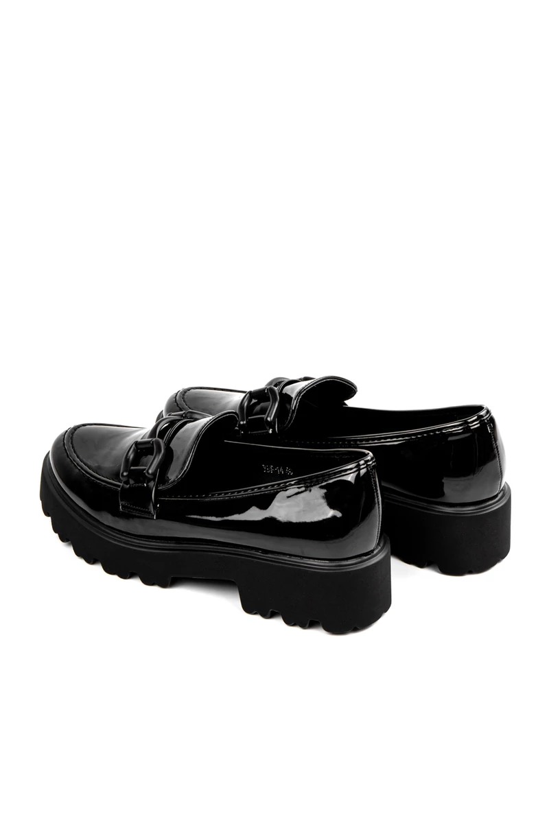 Comer Fekete Lakk Női Platform Loafer 