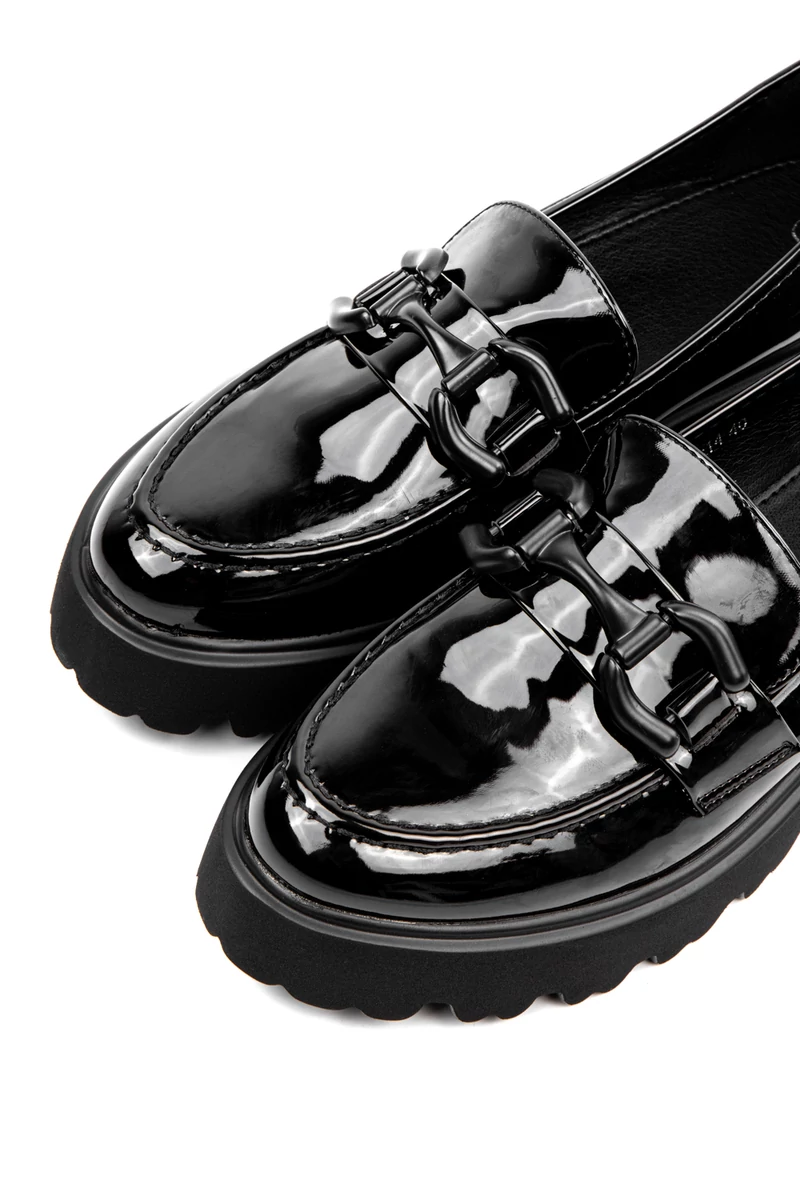 Comer Fekete Lakk Női Platform Loafer 