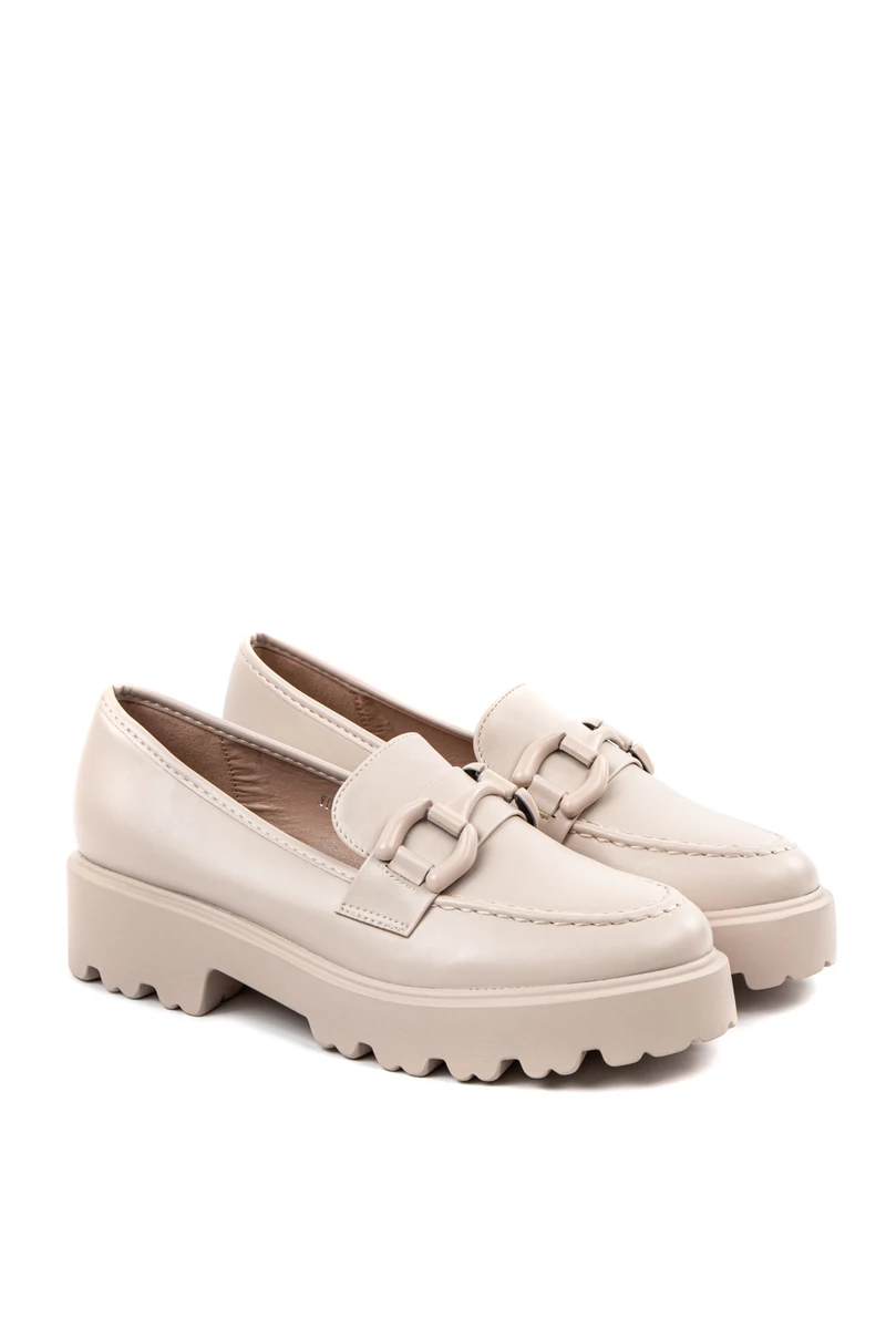 COMER Bézs Műbőr Női Platform Loafer 