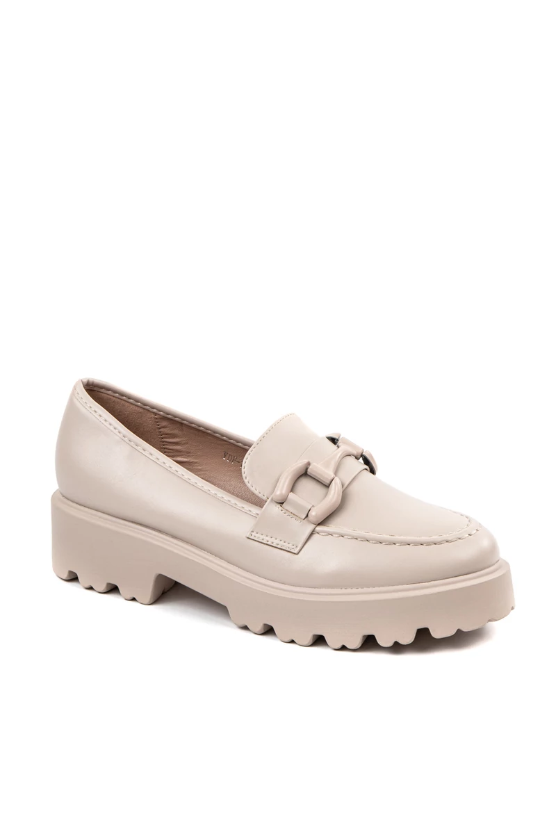 COMER Bézs Műbőr Női Platform Loafer 