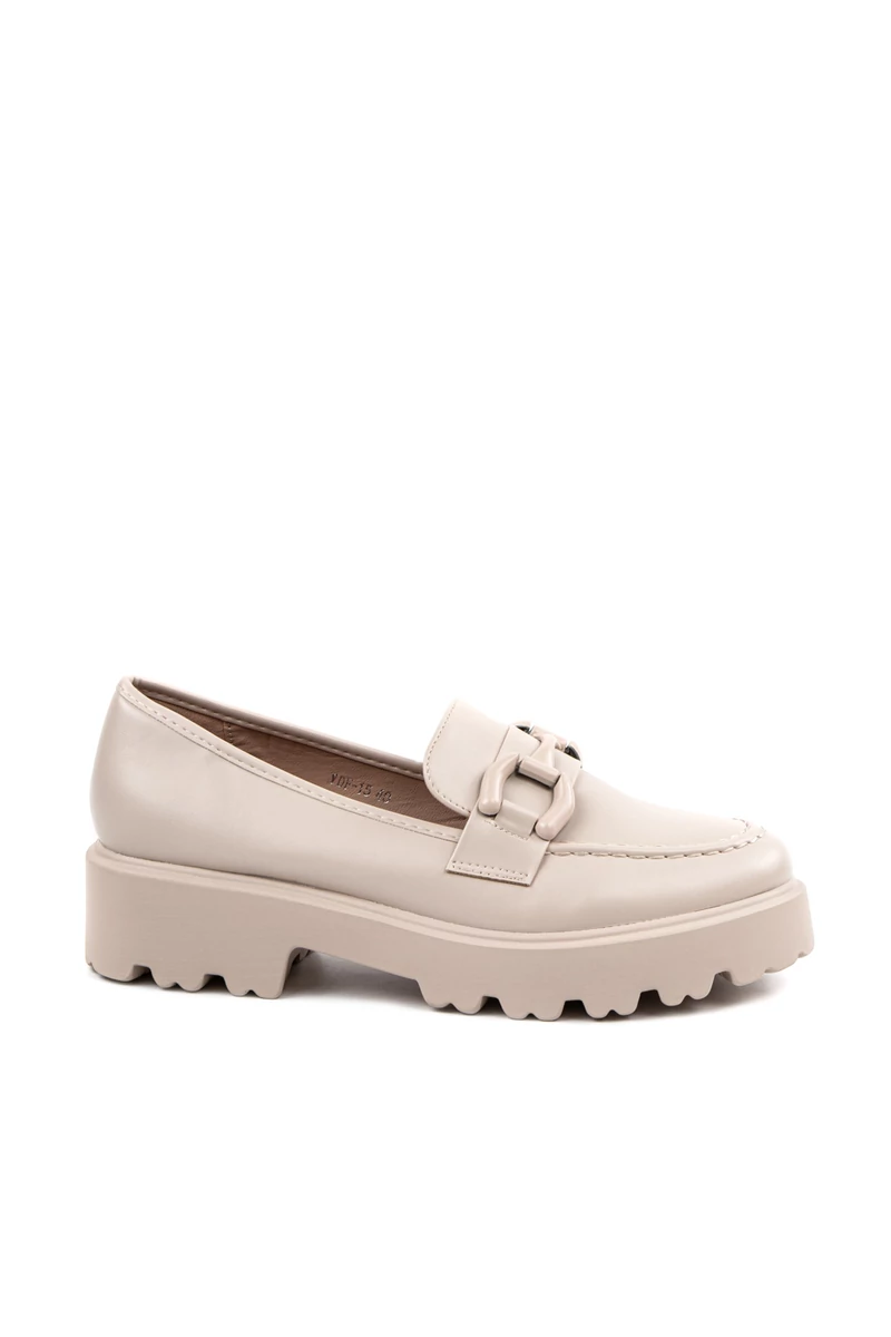 COMER Bézs Műbőr Női Platform Loafer 